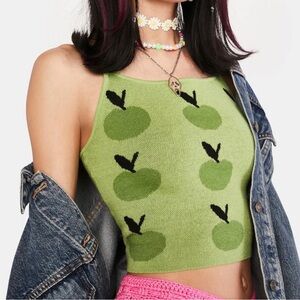 Cropped green apple cotton tank